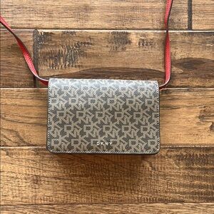 DKNY Brown and Red Crossbody Bag